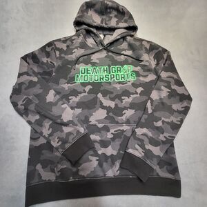 Death Grip Motorsports Hoodie Mens XXL Black Camo Pullover Sweatshirt